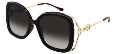 Gucci GG1021S Sunglasses - Black & Gold / Grey Gradient
