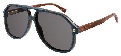 Gucci GG1042S Prescription Sunglasses - Blue & Brown / Grey