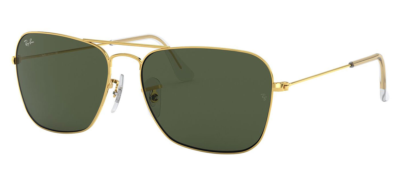 Ray-Ban RB3136 Caravan Sunglasses – Gold / Green 1