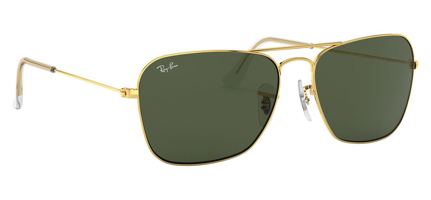 Ray-Ban RB3136 Caravan Sunglasses – Gold / Green 3