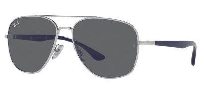 Ray-Ban RB3683 Sunglasses - Silver & Blue / Dark Grey