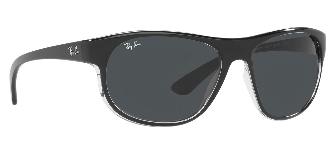 Ray-Ban RB4351 Sunglasses – Black on Transparent / Dark Grey 3