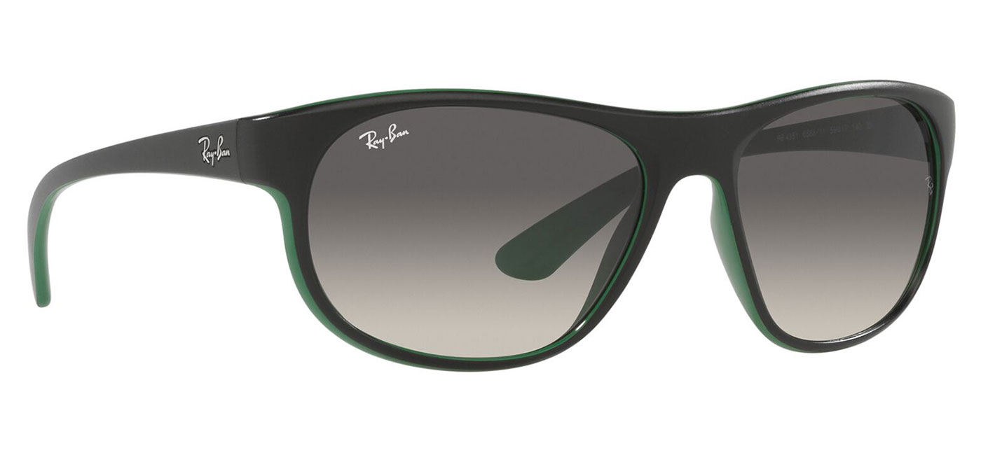 Ray-Ban RB4351 Sunglasses – Matte Black on Green / Grey Gradient 3