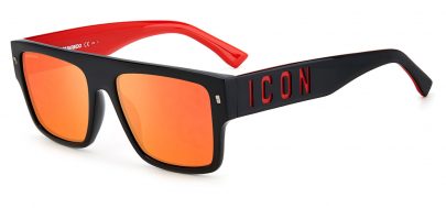 DSQUARED2 ICON 0003/S Sunglasses - Black & Red / Red Mirror