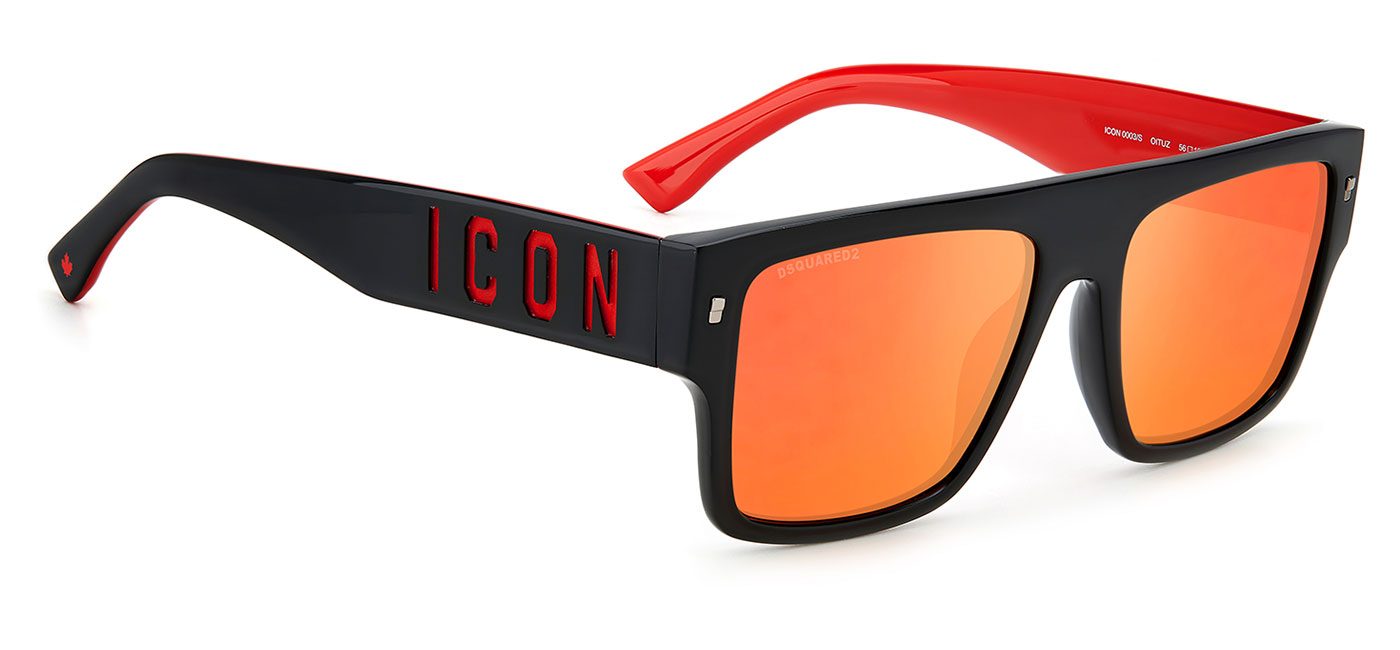 DSQUARED2 ICON 0003/S Sunglasses – Black & Red / Red Mirror 3