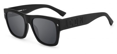 DSQUARED2 ICON 0004/S Sunglasses - Matte Black / Silver Mirror