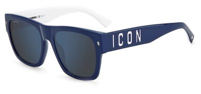 DSQUARED2 ICON 0004/S Sunglasses - Blue & White / Blue Mirror