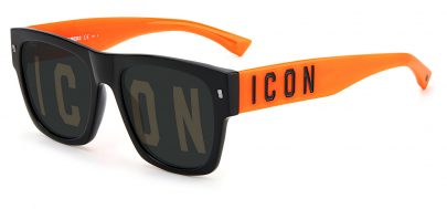 DSQUARED2 ICON 0004/S Sunglasses - Black & Orange / Gold Decor Mirror