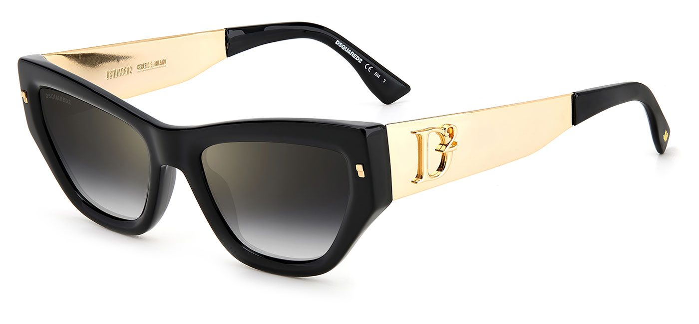 DSQUARED2 0033/S Sunglasses – Gold & Black / Grey Gradient Silver Mirror 1