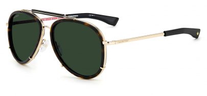 DSQUARED2 0010/S Sunglasses - Havana & Gold / Green