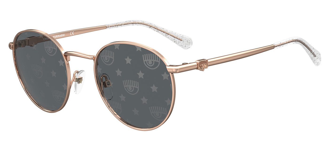 Chiara Ferragni 1002/S Sunglasses – Gold & Crystal / Logomania Silver Mirror 1