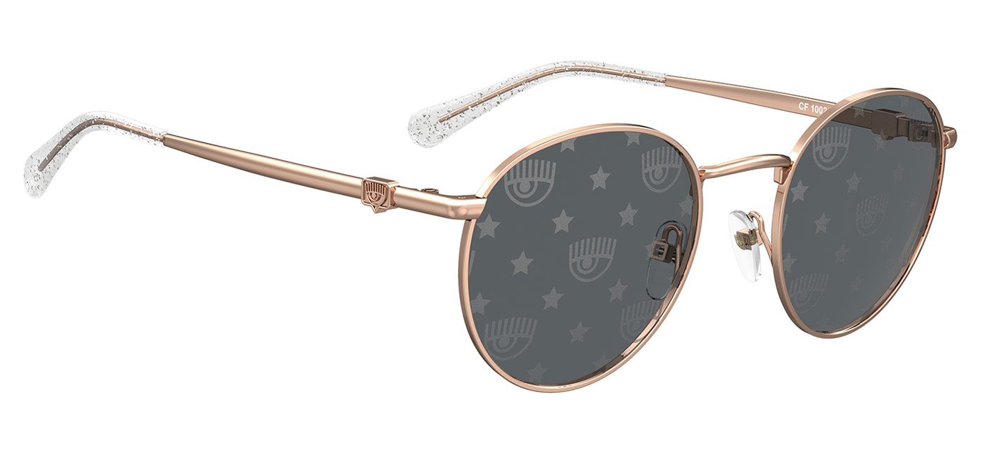 Chiara Ferragni 1002/S Sunglasses – Gold & Crystal / Logomania Silver Mirror 3