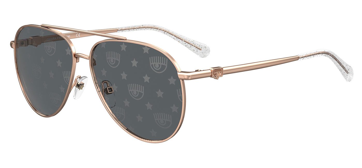 Chiara Ferragni 1001/S Sunglasses – Gold & Crystal / Logomania Silver Mirror 1