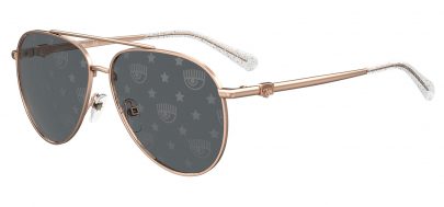 Chiara Ferragni 1001/S Sunglasses - Gold & Crystal / Logomania Silver Mirror
