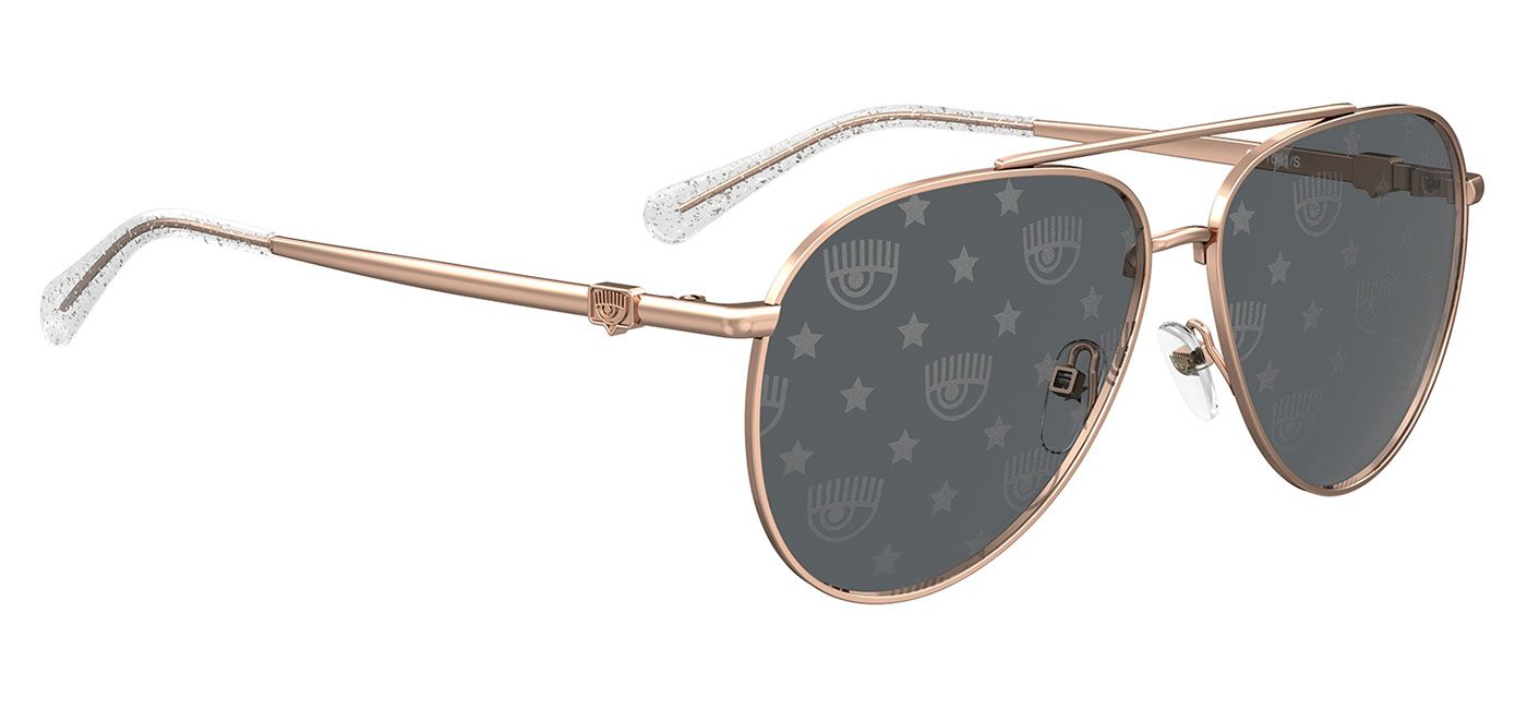 Chiara Ferragni 1001/S Sunglasses – Gold & Crystal / Logomania Silver Mirror 3