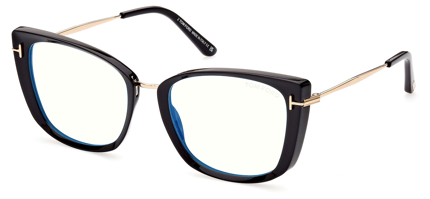 Tom Ford FT5816-B Glasses - Shiny Black & Gold - Tortoise+Black