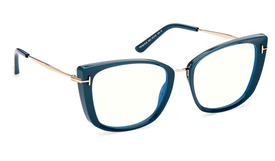 Tom Ford FT5816-B Glasses - Turquoise & Gold - Tortoise+Black