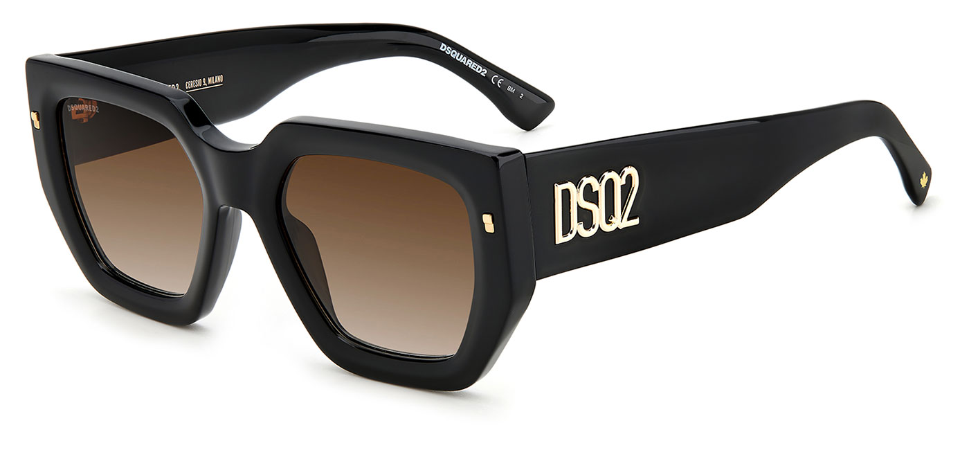 Black Dsquared2 Unisex Adults’ DQ0246 01N 53 Sunglasses Nero Lucido/Verde 