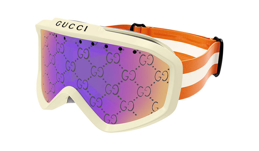 Gucci GG1210S Ski Goggles - White & Orange / Violet Brown Mirror ...