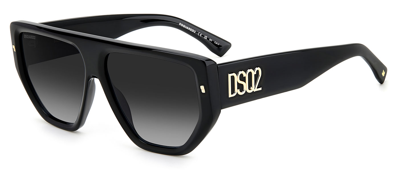 DSQUARED2 0088/S Sunglasses - Black & Gold / Grey Gradient - Tortoise+Black