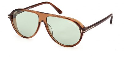 Tom Ford FT1023 48N Marcus Sunglasses - Shiny Dark Brown / Green