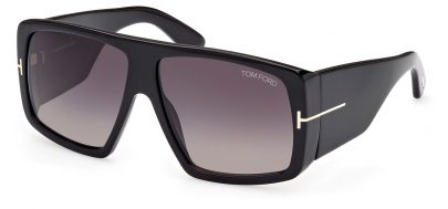 Tom Ford FT1036 01B Raven Sunglasses - Shiny Black / Gradient Smoke