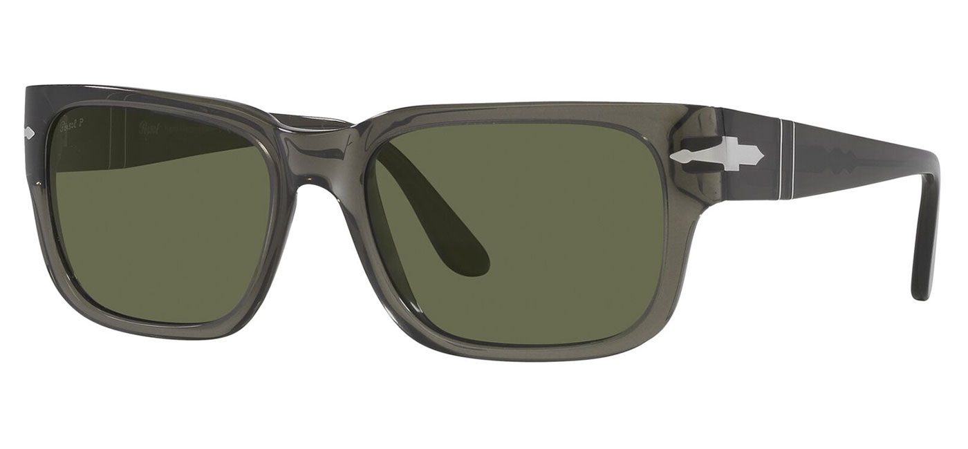Persol PO3315S Sunglasses Transparent Taupe Grey / Polarised Green