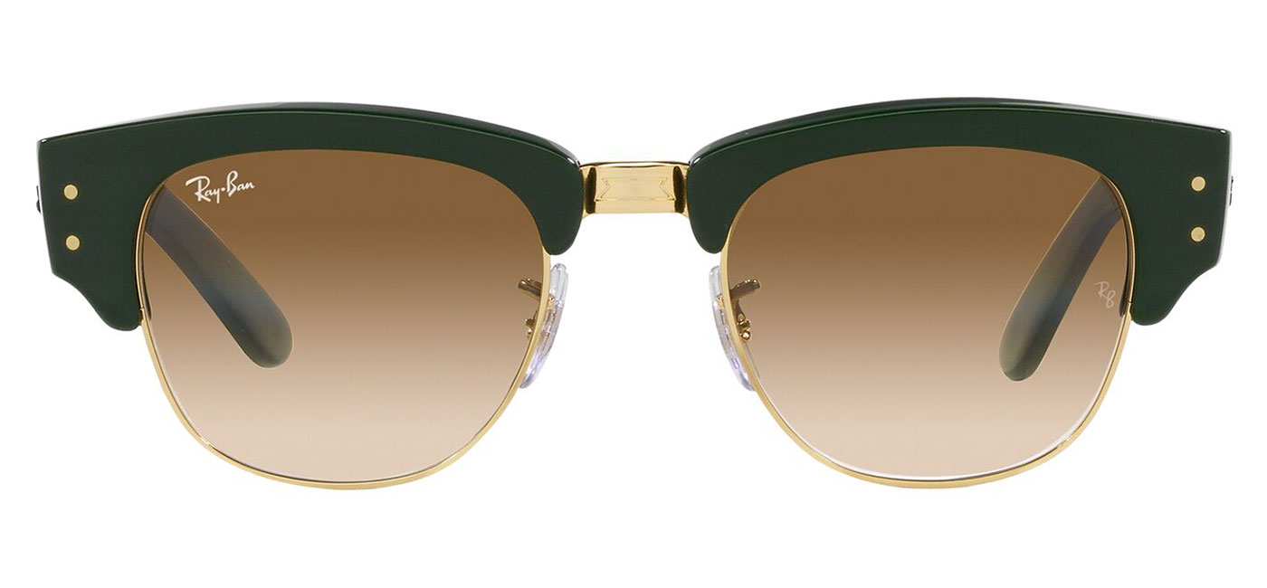 Ray Ban RB0316S Mega Clubmaster Sunglasses Polished Green on Gold Light Brown Gradient Tortoise Black