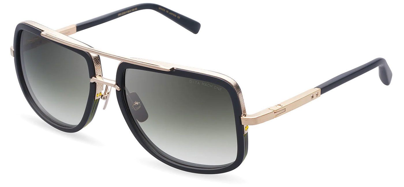 DITA Mach One Sunglasses Matte Black and Antique 12K Gold G 15 to Clear Gradient Tortoise Black