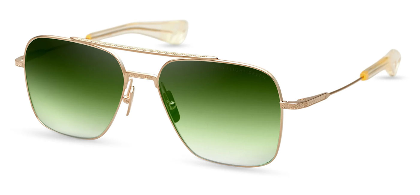 DITA Flight-Seven Sunglasses - Brushed White Gold / Dark Green to Clear ...