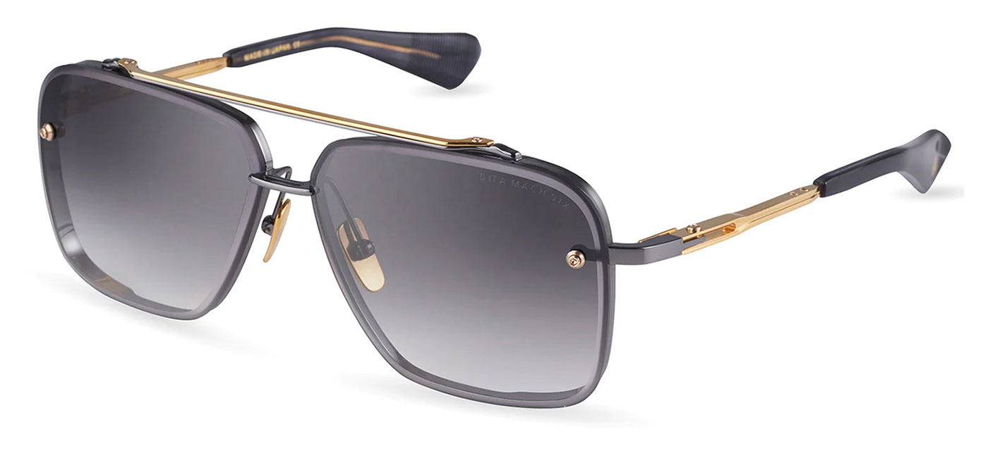 DITA Mach-Six Sunglasses - Black Rhodium and Yellow Gold / Dark Grey to ...