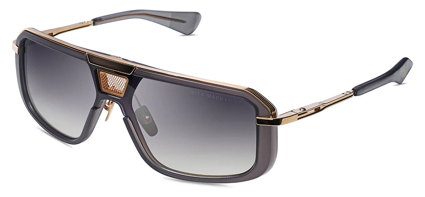 DITA MachEight Sunglasses Satin Crystal Grey and Yellow Gold / Grey