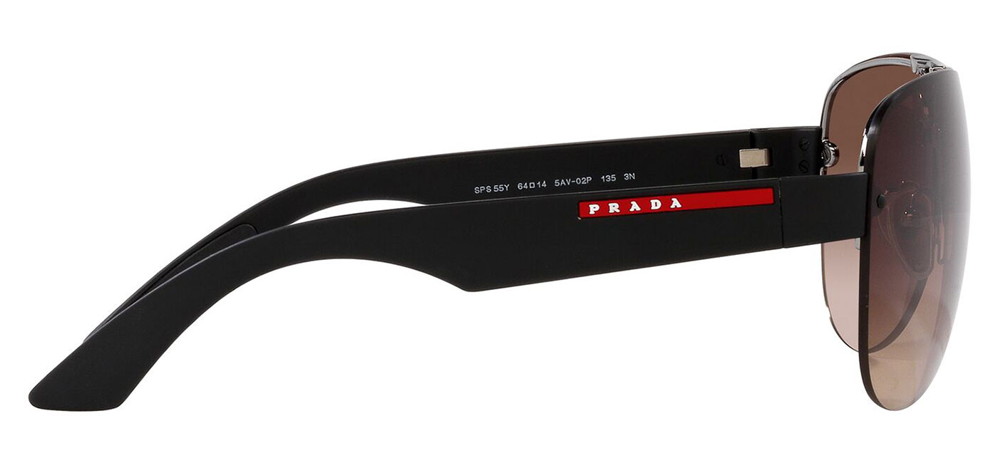 Prada Linea Rossa PS 55YS Sunglasses - Matte Gunmetal / Brown Gradient ...