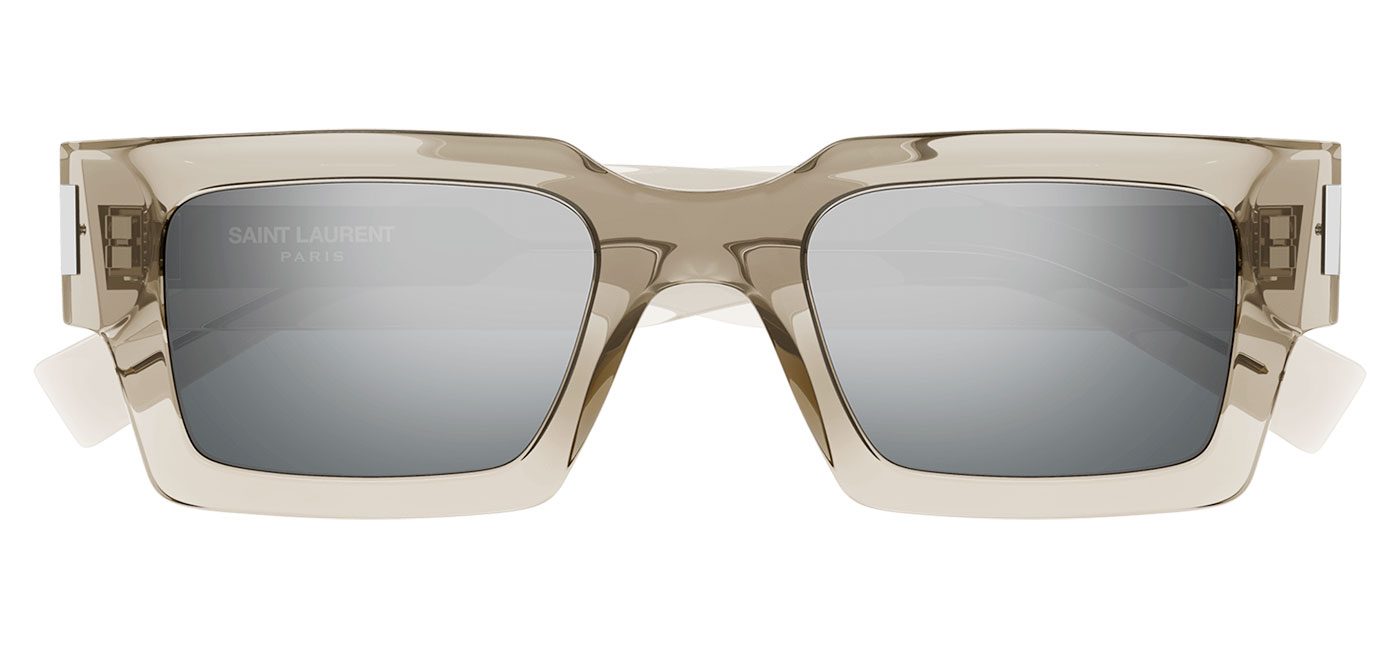 Saint Laurent SL 572 Sunglasses - Beige / Silver Mirror - Tortoise+Black
