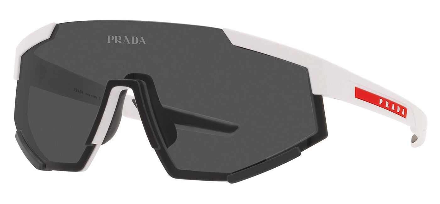 Prada Linea Rossa PS04WS Sunglasses White Rubber Dark Grey Tortoise Black