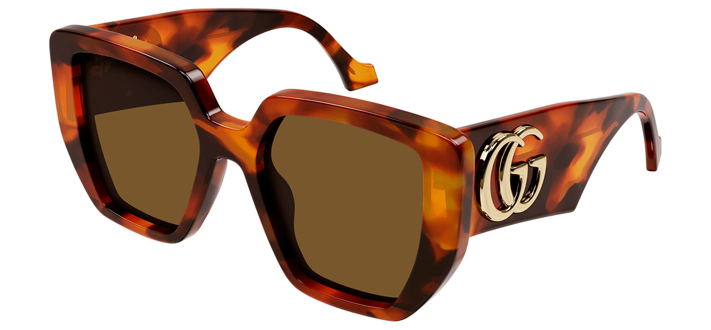 Gucci GG0956S Prescription Sunglasses Havana / Brown Tortoise+Black