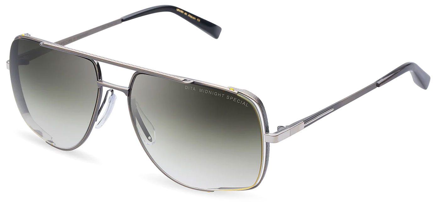 DITA Midnight Special Sunglasses - Antique Silver / Green to