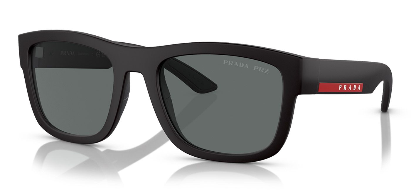 Prada Linea Rossa PS01ZS Sunglasses Black Rubber Dark Grey Polarised Tortoise Black